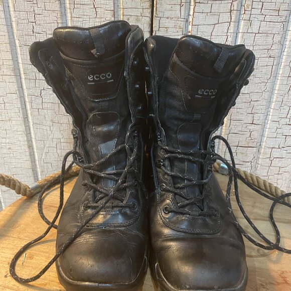 ECCO Tactical GoreTex Black Leather Boots Combat 44 / 11 - Picture 1 of 7